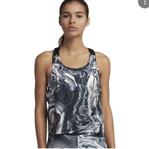 Nike Womens Pro Coral Print Training Tank Top Black White Size Large